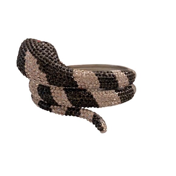 Vintage Snake Bracelet with silver and black, red eyes - Picture 1 of 4